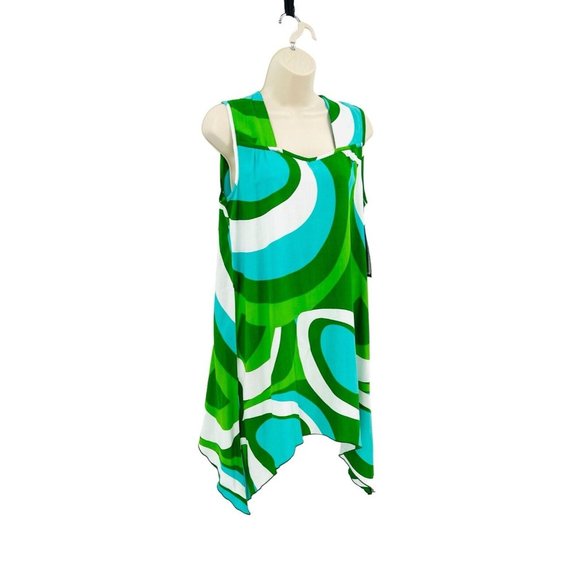 Escapada Asymmetrical Tunic Top Womens Size Small Sleeveless Tank Groovy Green - Picture 5 of 10